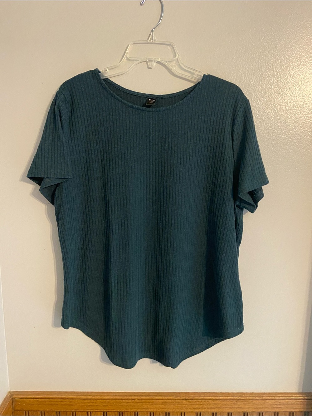 SHEIN Ribbed Short Sleeve Tee in Teal